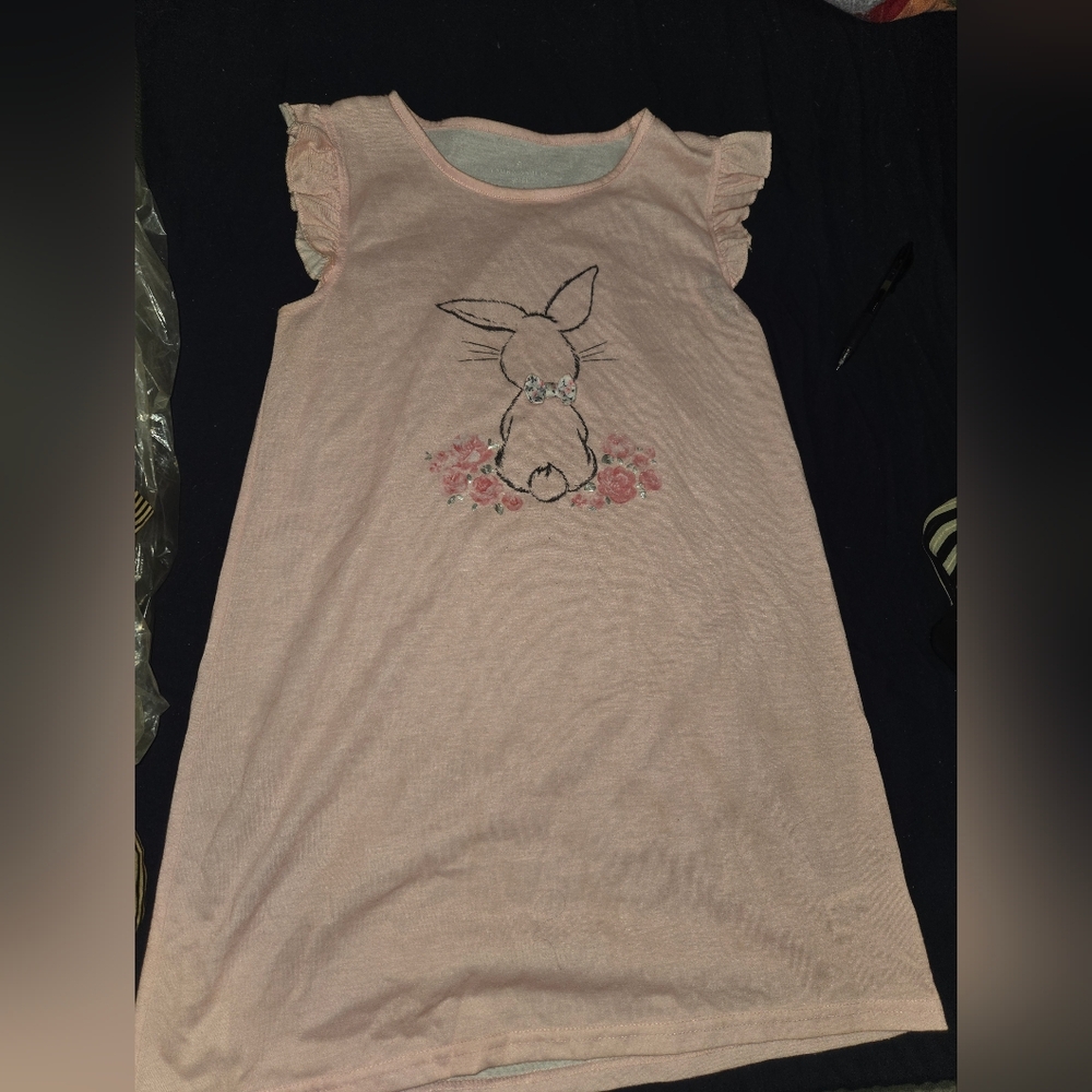 Girls Size 10 Laura Ashley Pink Bunny Nightgown
